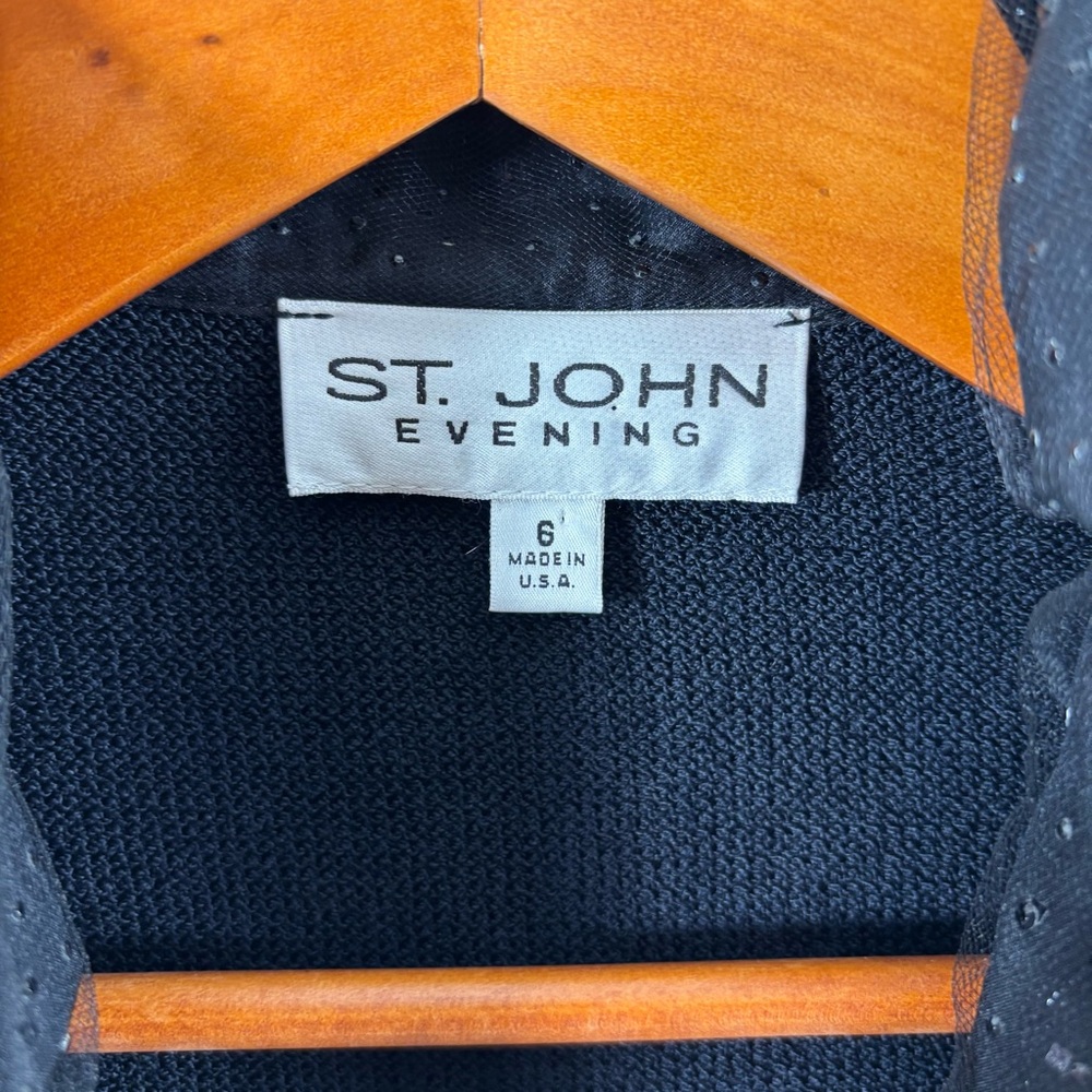 St. John Evening Santana Knit Jacket Blazer Shoulder Pads 6 - Picture 3 of 4